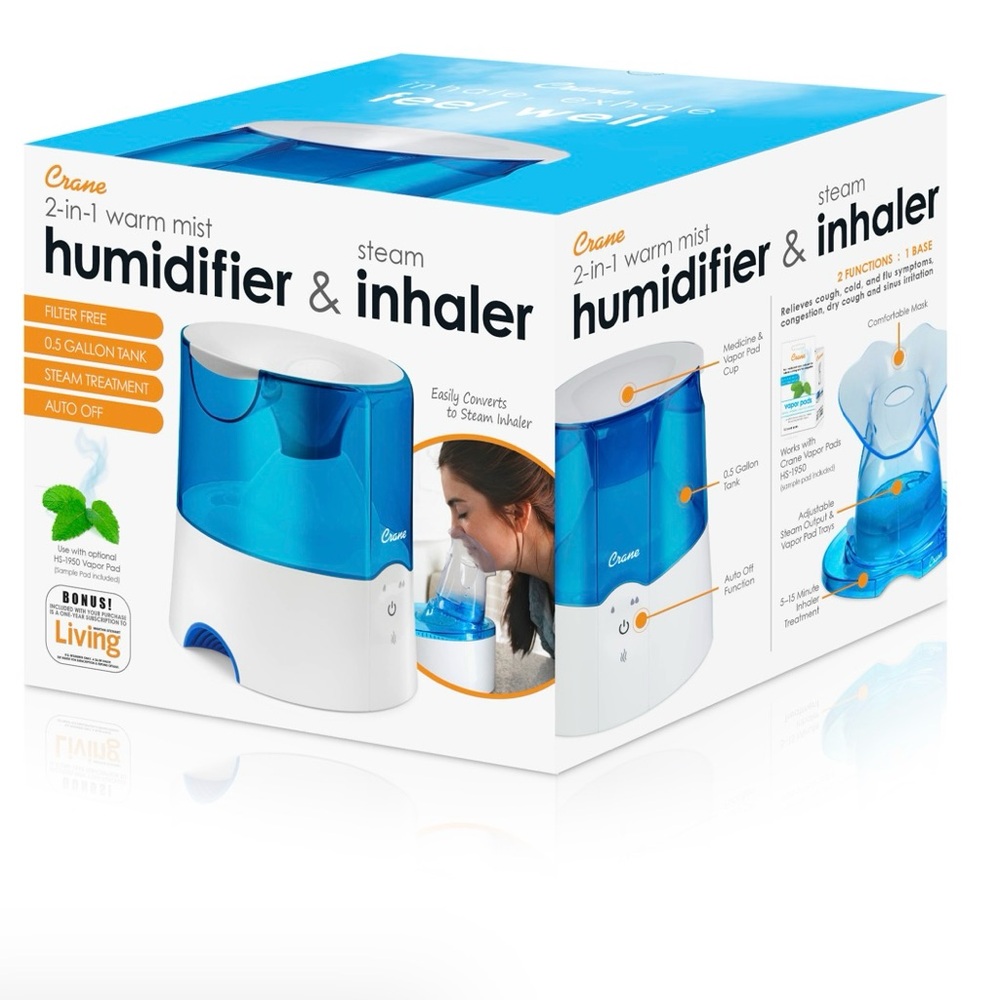 Crane 2-in-1 Warm Mist Humidifier & Steam Inhaler